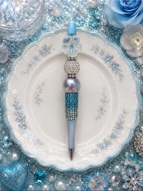 Handcrafted Blue Crystal Decorative Ballpoint Pen